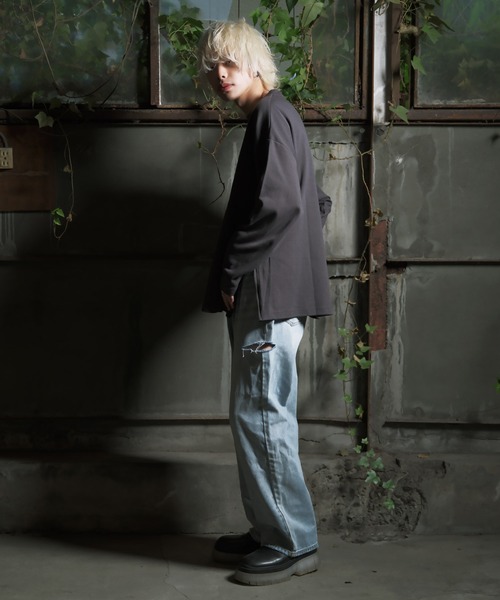 G.O.C（ジーオーシー）の「サイドジップルーズシルキーポンチロンT（Tシャツ/カットソー・メンズ・ホワイト/チャコールグレー/ブラック・MEDIUM/LARGE）」の15枚目の写真