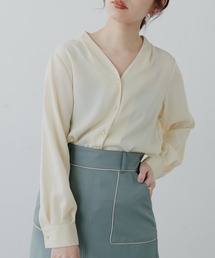 【WEB限定カラー有り・大好評プチプラシリーズ】プチプラちびパール釦とろみブラウス