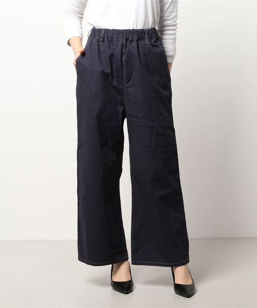 Samansa Mos2（サマンサ モスモス）の「配色ステッチストレートパンツ（その他パンツ・レディース・ベージュ/ネイビー/オフホワイト・ﾌﾘ-）」の7枚目の写真