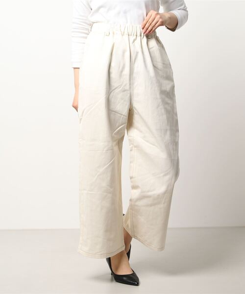 Samansa Mos2（サマンサ モスモス）の「配色ステッチストレートパンツ（その他パンツ・レディース・ベージュ/ネイビー/オフホワイト・ﾌﾘ-）」の8枚目の写真