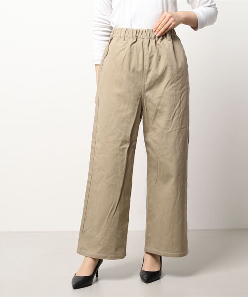 Samansa Mos2（サマンサ モスモス）の「配色ステッチストレートパンツ（その他パンツ・レディース・ベージュ/ネイビー/オフホワイト・ﾌﾘ-）」の4枚目の写真