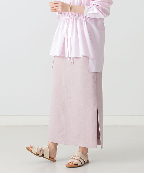 BEAMS LIGHTS（ビームスライツ）の「BEAMS LIGHTS / リネン調 スリット スカート（スカート・レディース・ブラウン/ピンク・38/36）」の15枚目の写真