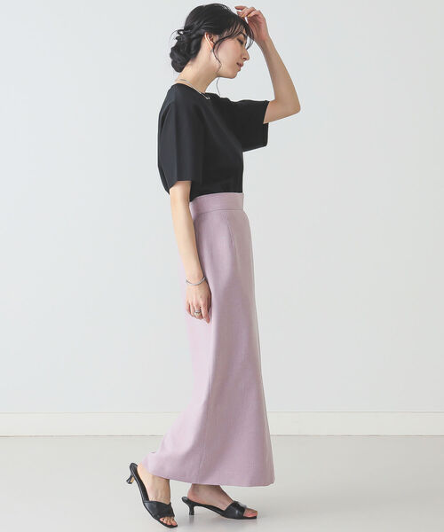 BEAMS LIGHTS（ビームスライツ）の「BEAMS LIGHTS / リネン調 スリット スカート（スカート・レディース・ブラウン/ピンク・38/36）」の5枚目の写真