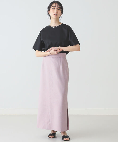 BEAMS LIGHTS（ビームスライツ）の「BEAMS LIGHTS / リネン調 スリット スカート（スカート・レディース・ブラウン/ピンク・38/36）」の9枚目の写真