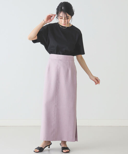 BEAMS LIGHTS（ビームスライツ）の「BEAMS LIGHTS / リネン調 スリット スカート（スカート・レディース・ブラウン/ピンク・38/36）」の3枚目の写真