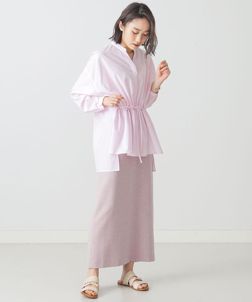 BEAMS LIGHTS（ビームスライツ）の「BEAMS LIGHTS / リネン調 スリット スカート（スカート・レディース・ブラウン/ピンク・38/36）」の4枚目の写真