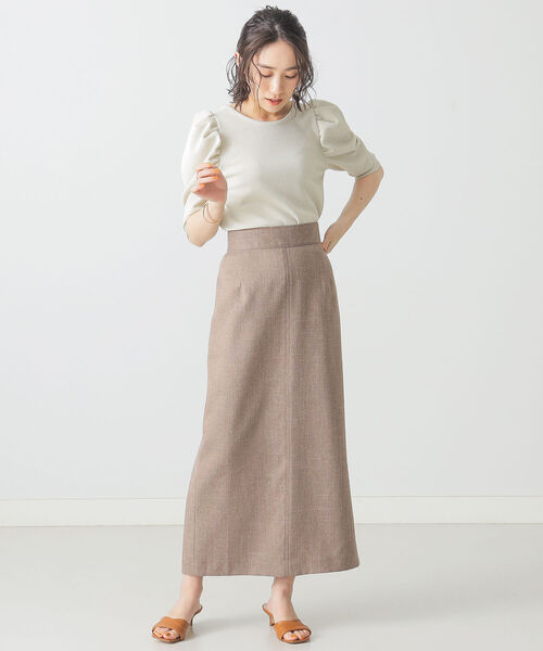 BEAMS LIGHTS（ビームスライツ）の「BEAMS LIGHTS / リネン調 スリット スカート（スカート・レディース・ブラウン/ピンク・38/36）」の10枚目の写真