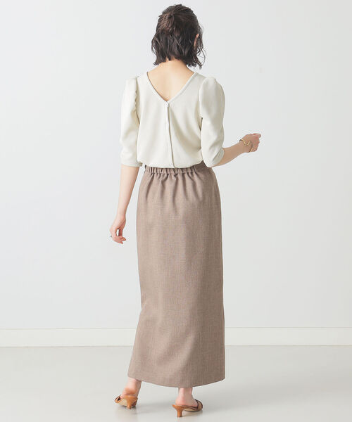 BEAMS LIGHTS（ビームスライツ）の「BEAMS LIGHTS / リネン調 スリット スカート（スカート・レディース・ブラウン/ピンク・38/36）」の14枚目の写真