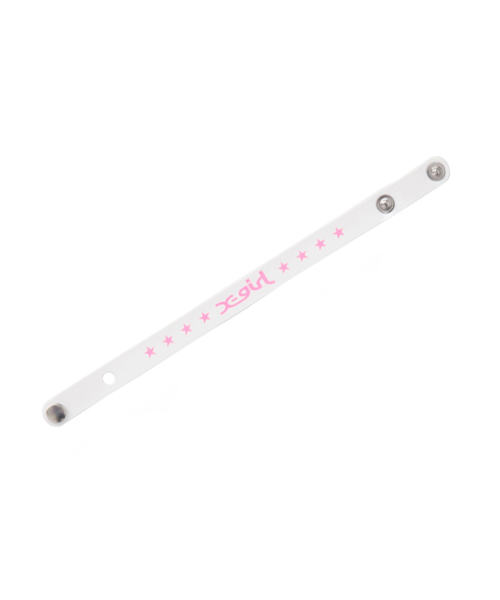 X-girl（エックスガール）の「【mini3月号掲載】XGIRL VINYL WRISTBAND（バングル/リストバンド・レディース・ホワイト/ブラック/レッド/ピンク/パープル/イエロー/クリア・ONE SIZE）」の2枚目の写真