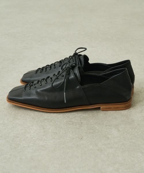 Lui's（ルイス）の「レースアップスクエアトゥシューズ（ドレスシューズ・レディース・ブラック/ホワイト・39/37）」の9枚目の写真