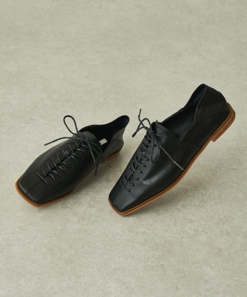 Lui's（ルイス）の「レースアップスクエアトゥシューズ（ドレスシューズ・レディース・ブラック/ホワイト・39/37）」の7枚目の写真