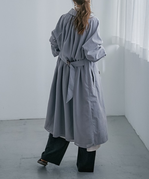 Fashion Letter（ファッションレター）の「バックシフォンロング丈トレンチコート（トレンチコート・レディース・ベージュ/ブルー/グレイッシュベージュ・M/L）」の14枚目の写真