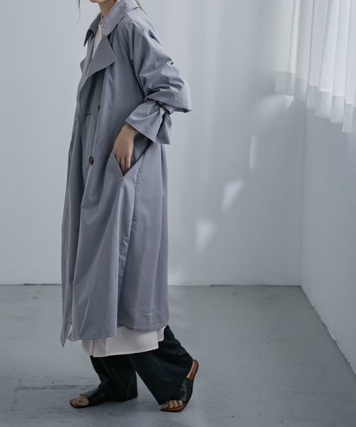 Fashion Letter（ファッションレター）の「バックシフォンロング丈トレンチコート（トレンチコート・レディース・ベージュ/ブルー/グレイッシュベージュ・M/L）」の9枚目の写真