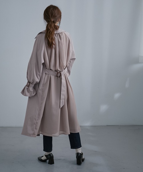 Fashion Letter（ファッションレター）の「バックシフォンロング丈トレンチコート（トレンチコート・レディース・ベージュ/ブルー/グレイッシュベージュ・M/L）」の13枚目の写真