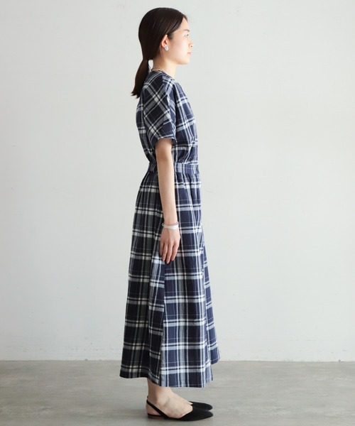 NOMBRE IMPAIR(ノンブルアンペール)の「オーガニックチェック 半袖ワンピース(ワンピース・レディース・ブラウン/ネイビー・FREE)」の13枚目の写真