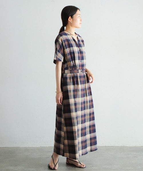 NOMBRE IMPAIR(ノンブルアンペール)の「オーガニックチェック 半袖ワンピース(ワンピース・レディース・ブラウン/ネイビー・FREE)」の20枚目の写真