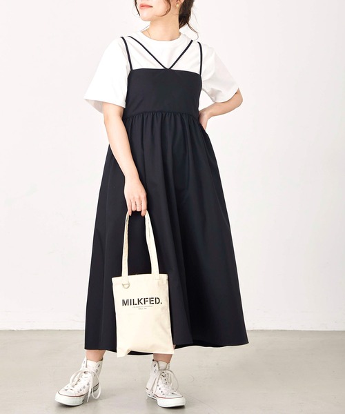 MILKFED.（ミルクフェド）の「CAMISOLE DRESS（ワンピース・レディース・ブラック/ベージュ/ブルー・ONE SIZE）」の6枚目の写真