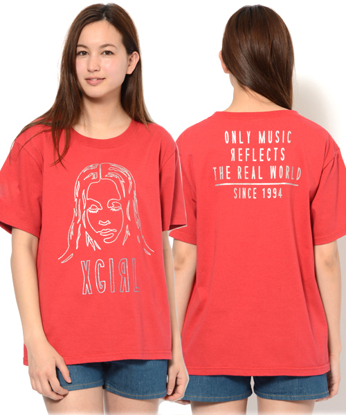 X-girl(エックスガール)の「FACE S/S BIG TEE(Tシャツ/カットソー・レディース・ホワイト/ブラック/レッド/ブルー・ONE SIZE)」の4枚目の写真