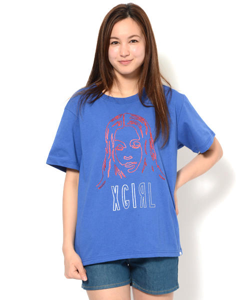 X-girl(エックスガール)の「FACE S/S BIG TEE(Tシャツ/カットソー・レディース・ホワイト/ブラック/レッド/ブルー・ONE SIZE)」の10枚目の写真