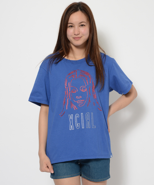 X-girl(エックスガール)の「FACE S/S BIG TEE(Tシャツ/カットソー・レディース・ホワイト/ブラック/レッド/ブルー・ONE SIZE)」の7枚目の写真