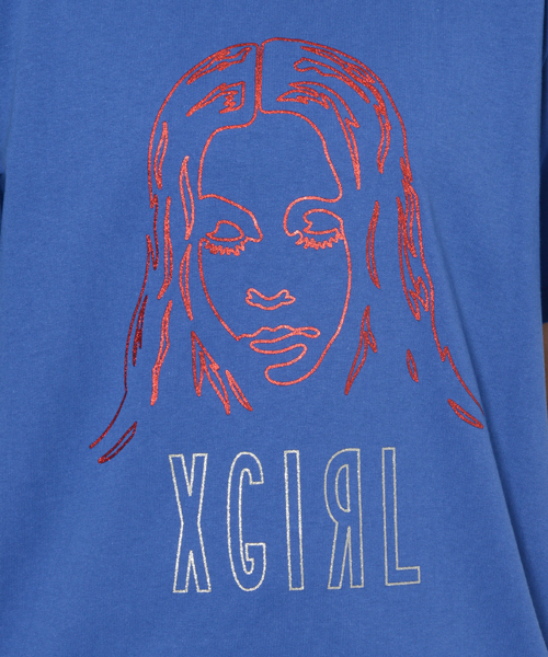 X-girl(エックスガール)の「FACE S/S BIG TEE(Tシャツ/カットソー・レディース・ホワイト/ブラック/レッド/ブルー・ONE SIZE)」の5枚目の写真