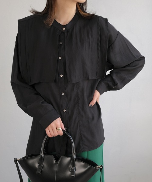 ANDJ(アンドジェイ)の「デザイン襟付マルチウェイシャツ(シャツ/ブラウス・レディース・ブラック/オフホワイト・M)」の2枚目の写真