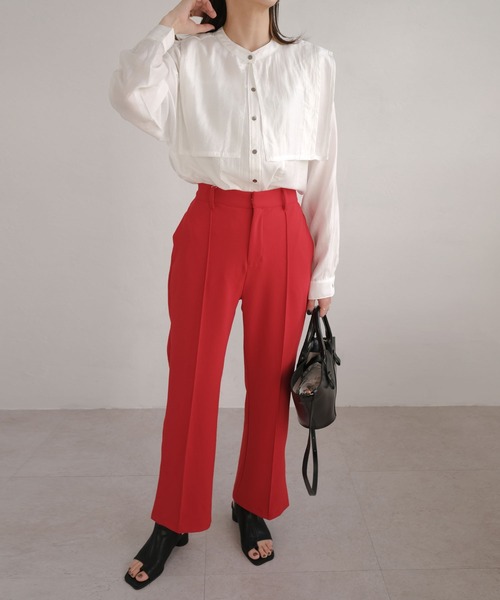 ANDJ(アンドジェイ)の「デザイン襟付マルチウェイシャツ(シャツ/ブラウス・レディース・ブラック/オフホワイト・M)」の3枚目の写真