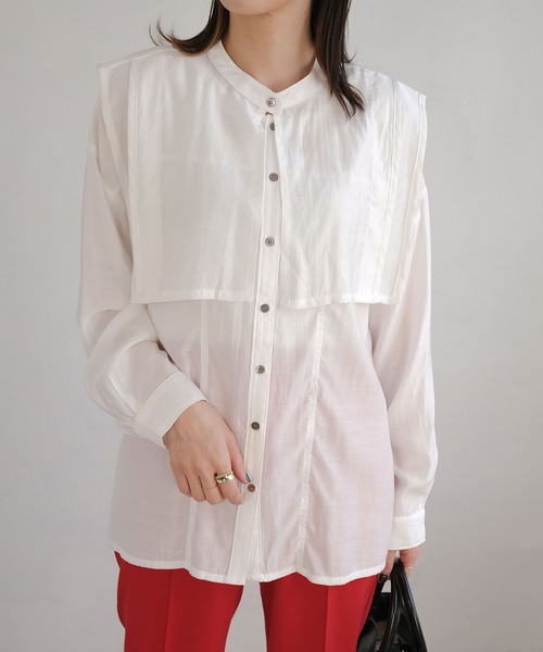 ANDJ(アンドジェイ)の「デザイン襟付マルチウェイシャツ(シャツ/ブラウス・レディース・ブラック/オフホワイト・M)」の6枚目の写真