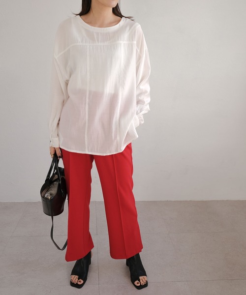 ANDJ(アンドジェイ)の「デザイン襟付マルチウェイシャツ(シャツ/ブラウス・レディース・ブラック/オフホワイト・M)」の8枚目の写真