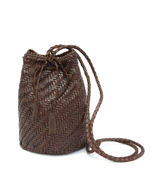 DRAGON（ドラゴン）の「【DRAGON DIFFUSION/ドラゴンディフュージョン】メッシュ レザー ショルダーバッグ　POMPOM DOUBLE（ショルダーバッグ・レディース・ダークブラウン/ブラック/ブラウン/ホワイト・FREE）」の4枚目の写真