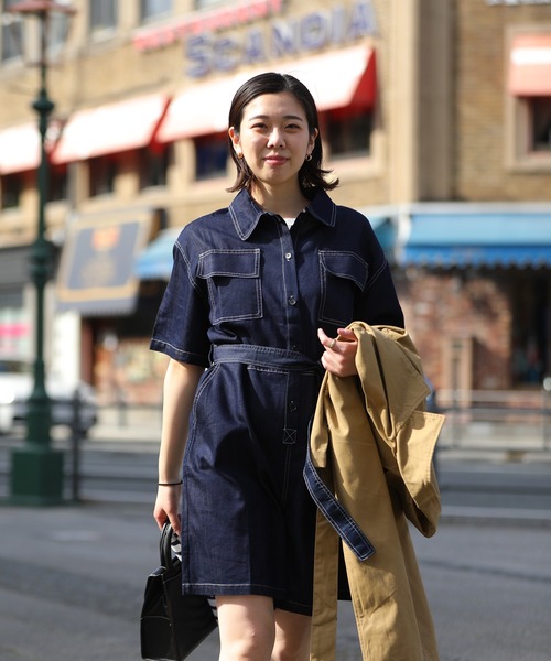 サラウェア❖sarahwear❖ インディゴデニムジャンパースカート　新品未使用 SARAHWEAR(サラウェア) インディゴデニムペインタースカート