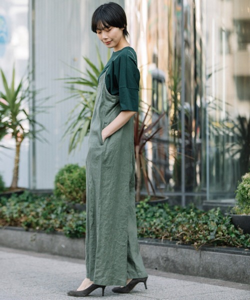 Munich（ミューニック）の「40sフレンチリネンコンビネゾン（サロペット/オーバーオール・レディース・ブラック/カーキ/ブルーグレー・S）」の5枚目の写真