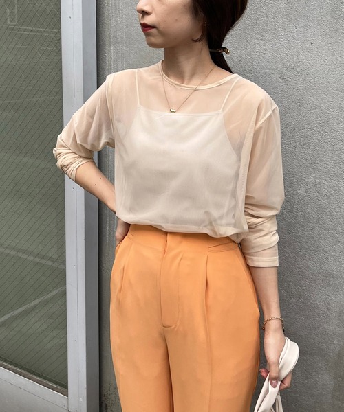 CAPRICIEUX LE'MAGE（カプリシューレマージュ）の「パワーメッシュプルオーバー（Tシャツ/カットソー・レディース・ブラック/ベージュ/ライトグリーン・FREE）」の3枚目の写真