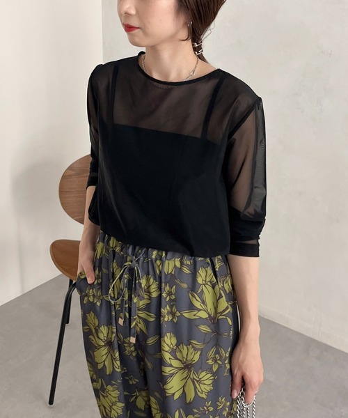 CAPRICIEUX LE'MAGE（カプリシューレマージュ）の「パワーメッシュプルオーバー（Tシャツ/カットソー・レディース・ブラック/ベージュ/ライトグリーン・FREE）」の13枚目の写真