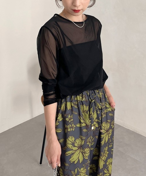 CAPRICIEUX LE'MAGE（カプリシューレマージュ）の「パワーメッシュプルオーバー（Tシャツ/カットソー・レディース・ブラック/ベージュ/ライトグリーン・FREE）」の14枚目の写真