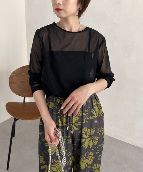 CAPRICIEUX LE'MAGE（カプリシューレマージュ）の「パワーメッシュプルオーバー（Tシャツ/カットソー・レディース・ブラック/ベージュ/ライトグリーン・FREE）」の16枚目の写真