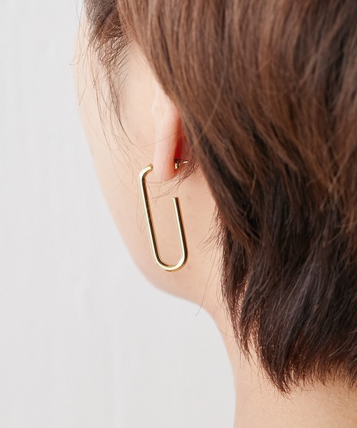 ear PAPILLONNER（イアパピヨネ）の「ステンレスロングフープピアス（ピアス（両耳用）・レディース・ゴールド/シルバー・FREE）」の5枚目の写真