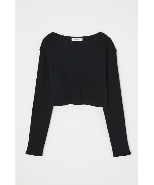 MOUSSY（マウジー）の「CROPPED RIB LONG Tシャツ（Tシャツ/カットソー・レディース・ライトブルー/ブラック/オフホワイト/レッド・FREE）」の9枚目の写真