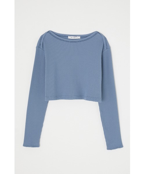 MOUSSY（マウジー）の「CROPPED RIB LONG Tシャツ（Tシャツ/カットソー・レディース・ライトブルー/ブラック/オフホワイト/レッド・FREE）」の10枚目の写真