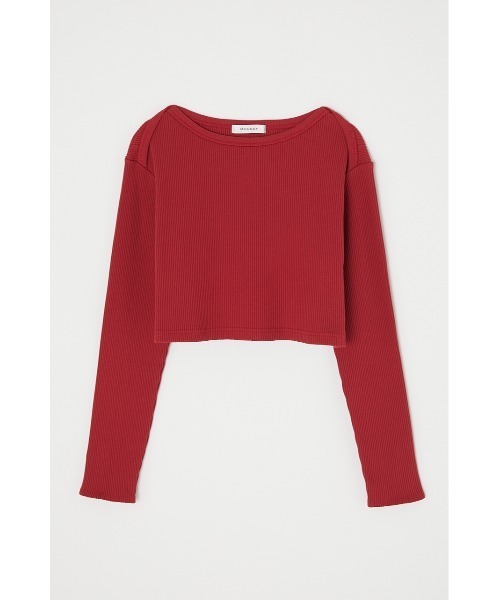 MOUSSY（マウジー）の「CROPPED RIB LONG Tシャツ（Tシャツ/カットソー・レディース・ライトブルー/ブラック/オフホワイト/レッド・FREE）」の11枚目の写真