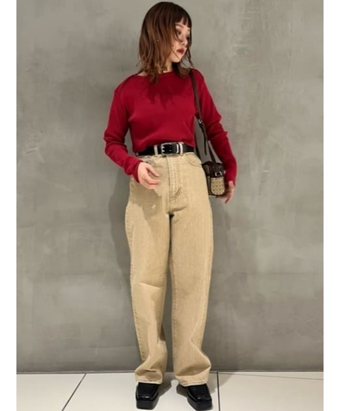 MOUSSY（マウジー）の「CROPPED RIB LONG Tシャツ（Tシャツ/カットソー・レディース・ライトブルー/ブラック/オフホワイト/レッド・FREE）」の22枚目の写真