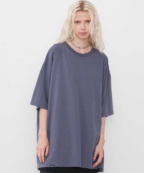 AIVER（アイバー）の「AIVER　16/-ウォッシュ天竺S/SビッグTEE（Tシャツ/カットソー・メンズ・ブラック/ホワイト/ブルー系その他/チャコールグレー・MEDIUM/LARGE/SMALL）」の4枚目の写真