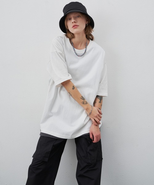 AIVER（アイバー）の「AIVER　16/-ウォッシュ天竺S/SビッグTEE（Tシャツ/カットソー・メンズ・ブラック/ホワイト/ブルー系その他/チャコールグレー・MEDIUM/LARGE/SMALL）」の8枚目の写真