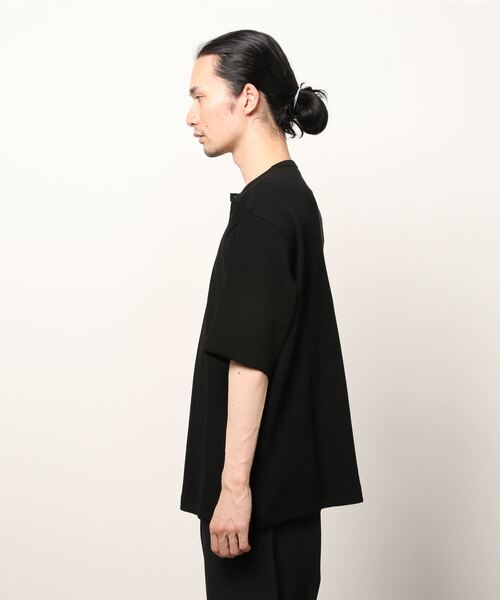 ATON（エイトン）の「ATON（エイトン）SUPIMA AIR HONEYCOMB | HENRYNECK T-SHIRT（Tシャツ/カットソー・メンズ・ブラック/チャコール・4/6）」の6枚目の写真
