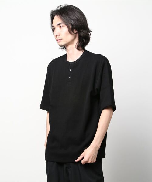 ATON（エイトン）の「ATON（エイトン）SUPIMA AIR HONEYCOMB | HENRYNECK T-SHIRT（Tシャツ/カットソー・メンズ・ブラック/チャコール・4/6）」の4枚目の写真