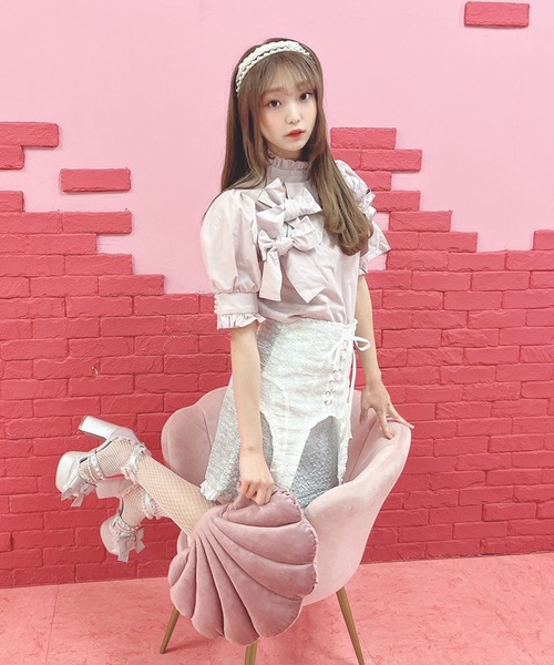 Swankiss（スワンキス）の「HN girly ribbon TOPS（シャツ/ブラウス・レディース・ホワイト/ピンク/ブラック・FREE）」の7枚目の写真