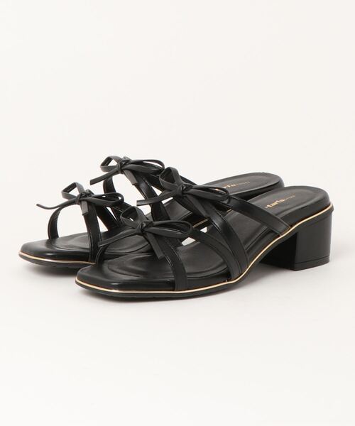 セール】la farfa shoes ダブルリボン 美脚ミュール(サンダル)|la セール】la farfa shoes ダブルリボン 美脚ミュール(サンダル)|la
