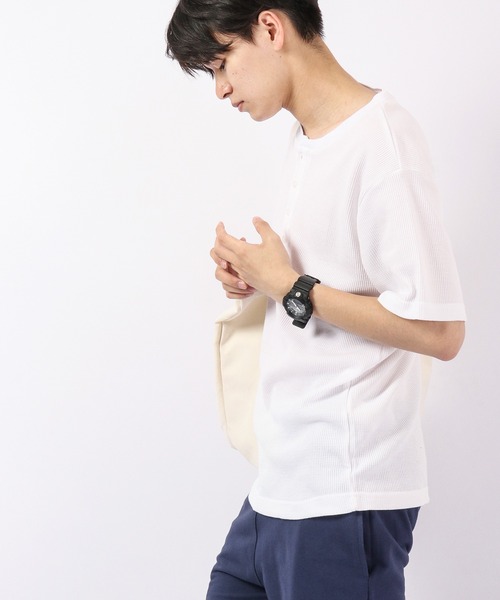 Bling Leads(ブリングリーズ)の「Bling Leads サマーヘンリーネック半袖Tシャツ(Tシャツ/カットソー・メンズ・ホワイト/ピンク/サックスブルー・M/L/XL)」の12枚目の写真