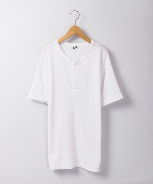 Bling Leads(ブリングリーズ)の「Bling Leads サマーヘンリーネック半袖Tシャツ(Tシャツ/カットソー・メンズ・ホワイト/ピンク/サックスブルー・M/L/XL)」の4枚目の写真