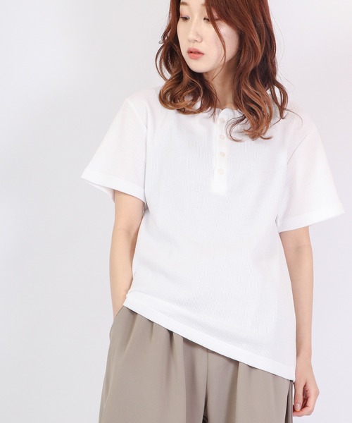 Bling Leads(ブリングリーズ)の「Bling Leads サマーヘンリーネック半袖Tシャツ(Tシャツ/カットソー・メンズ・ホワイト/ピンク/サックスブルー・M/L/XL)」の8枚目の写真
